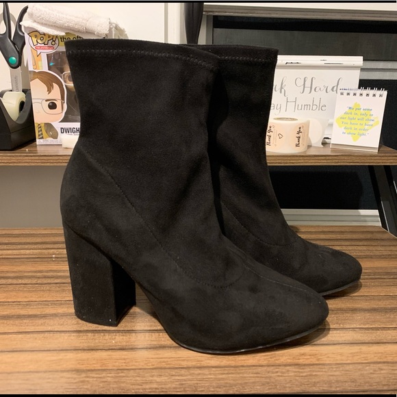 SOLD on Curtsy Black Suede Ankle Boots 👢 - Picture 2 of 8